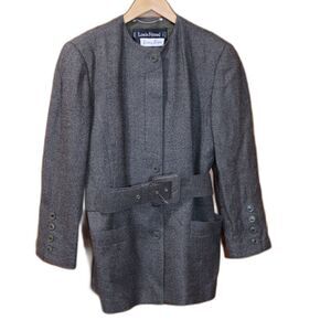 Louis Féraud Vintage Brown Green Plaid Skirt Suit West Germany Size 8